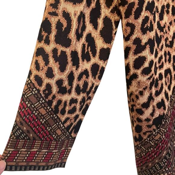 Ruby Rd. Open Front Animal Print Cardigan Sweater Large - Picture 5 of 8